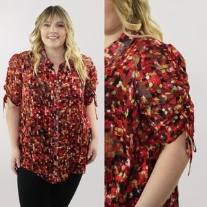 New Plus Size Ruched Sleeve Blouse 12